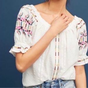 Lightweight Anthropologie Peasant Top with Loose Elastic